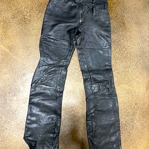 Women’s Straight Leg Leather-Look Jeans - Black